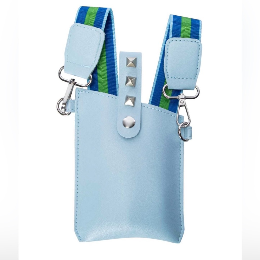 Light Blue Crossbody Phone Holder with Studs